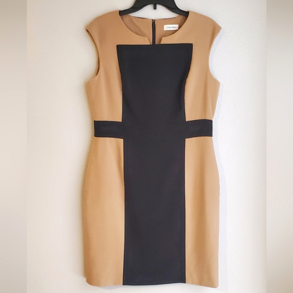 Calvin's Klein Black & Tan Colorblock Sheath dress